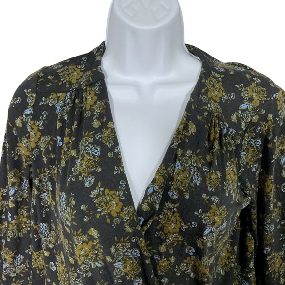 Intimately Free People Bodysuit Sz M Thong Deep V Crossover Floral Black - Picture 3 of 10